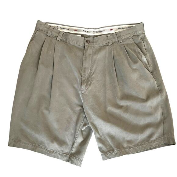 Tommy Bahama Men’s 100% Silk Pleated Shorts Green Size 38 - Picture 1 of 8